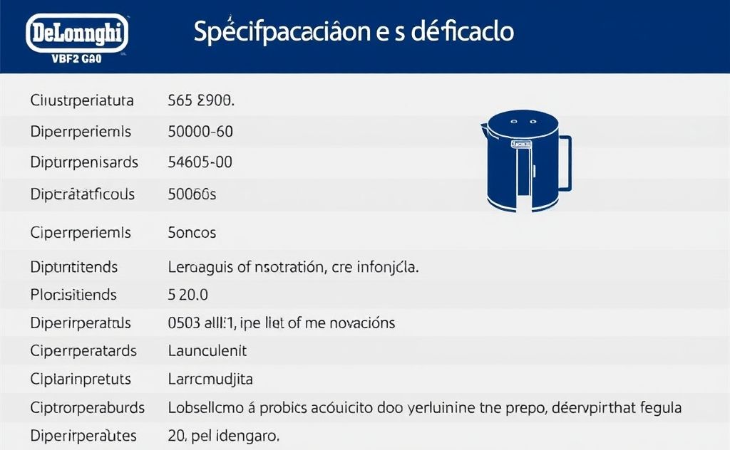 Especificaciones técnicas DeLonghi VBF2 gas