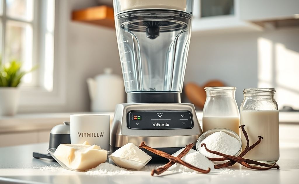 Essential ice cream ingredients in Vitamix