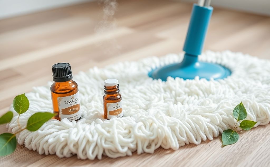 Essential oils in steam mop for fresh cleaning.