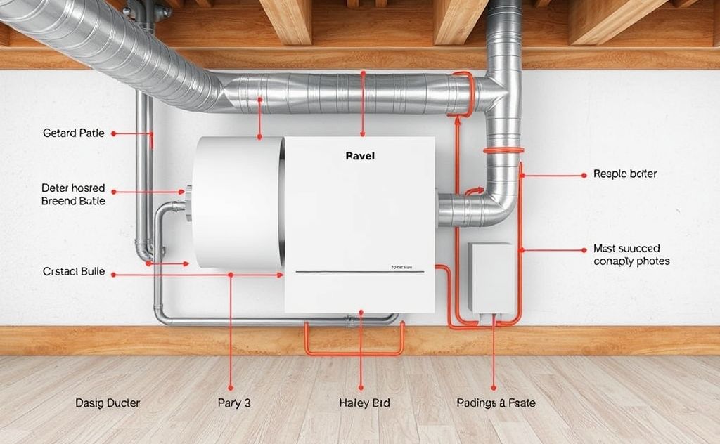 Essential parts of a ducted central heater system