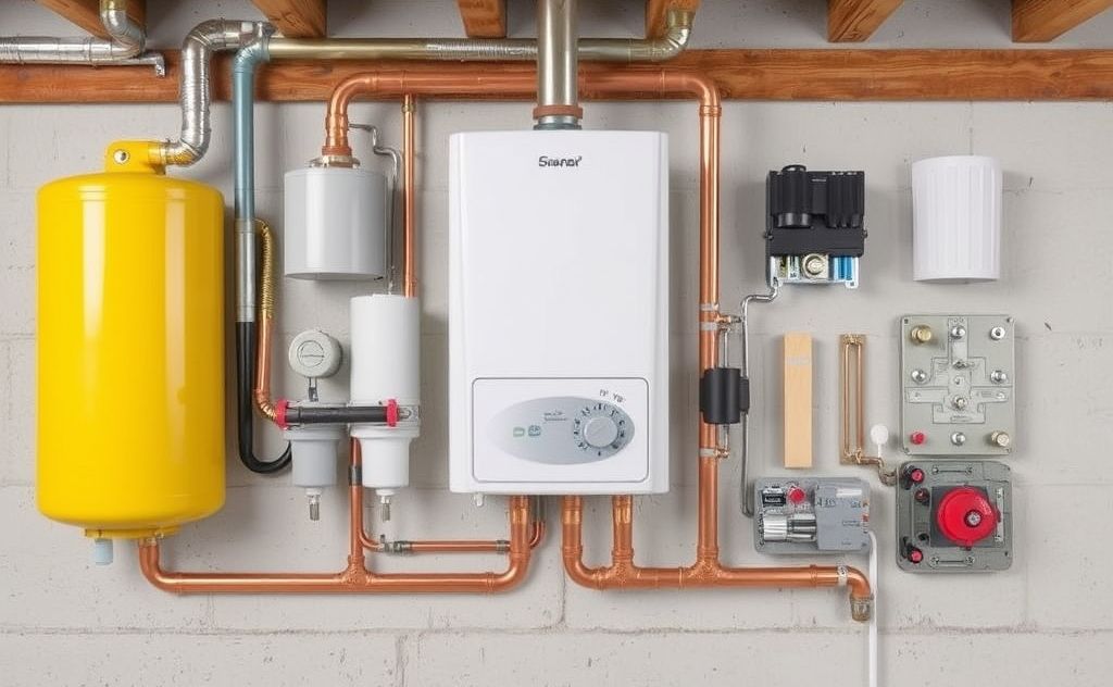 Essential parts of a hot water central heating system