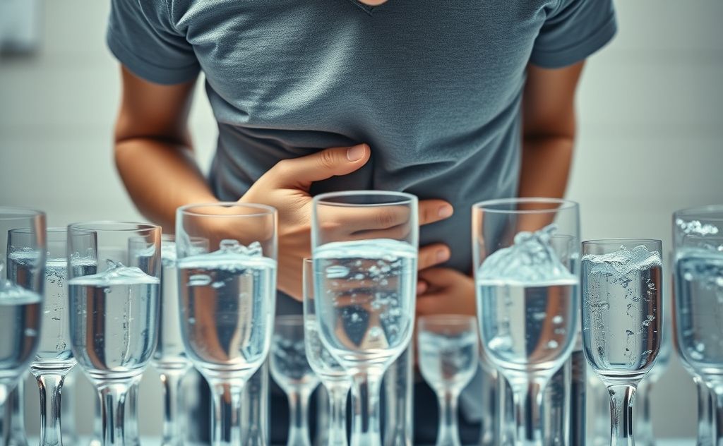 Excessive water intake leading to digestive issues