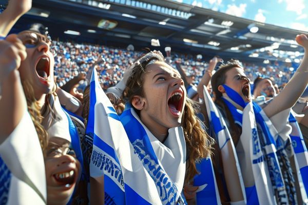 Fulham and Chelsea fans cheering at Craven Cottage