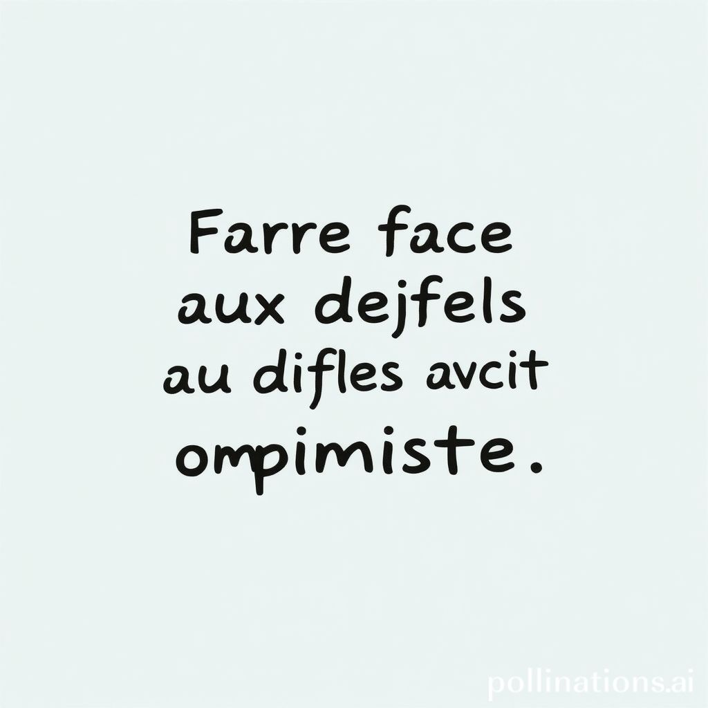 Faire face aux défis avec optimisme.