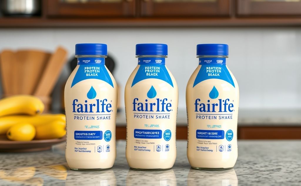 Fairlife Protein Shakes on a kitchen counter