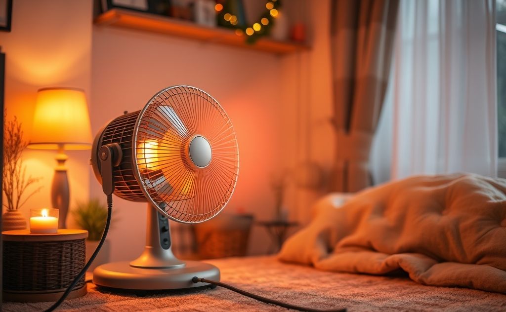 Fan heater in a cozy room setting with warmth
