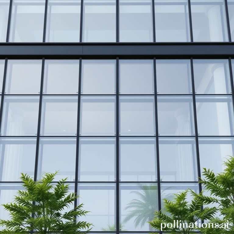 Fasad curtain wall aluminium kaca pada ruko