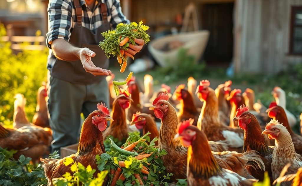 Feeding chickens healthy vegetables for growth