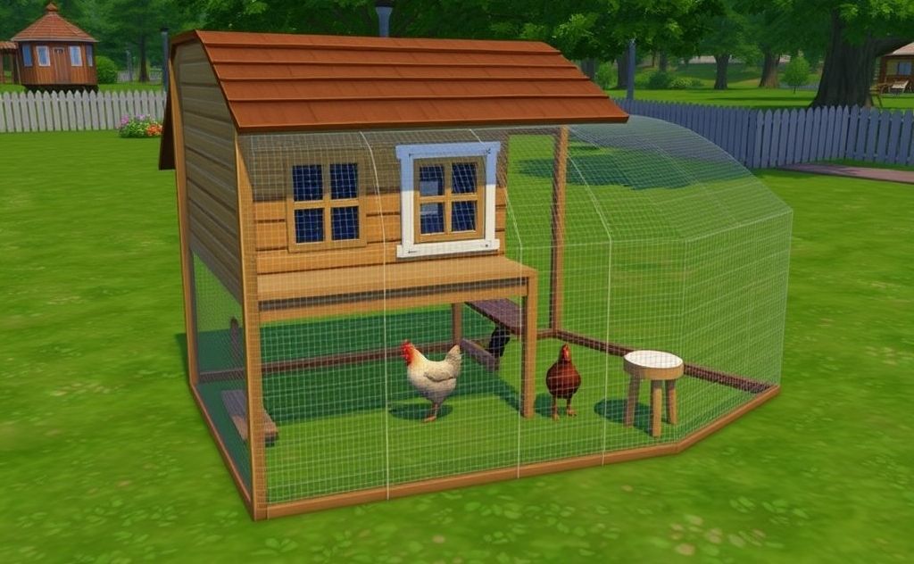 Fox-proof coop design for Sims 4 chickens