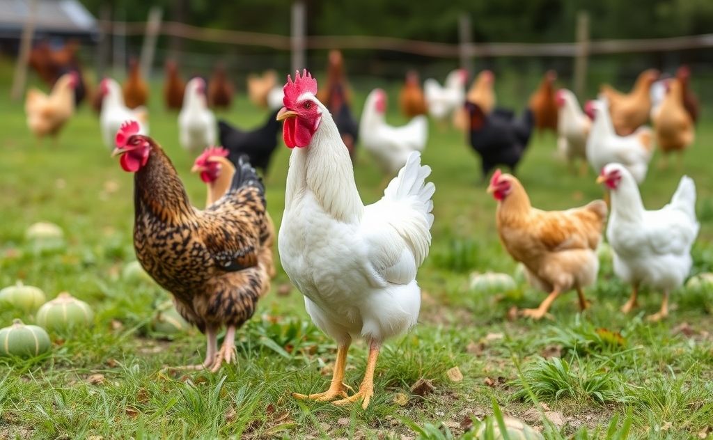 Free range chickens need ample land space