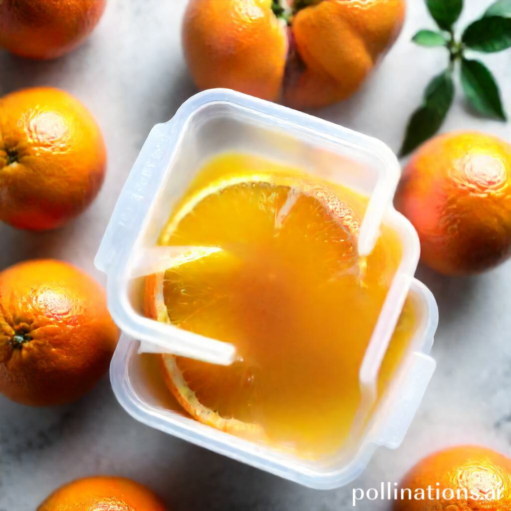 Freezing orange juice in a plastic container with proper filling techniques