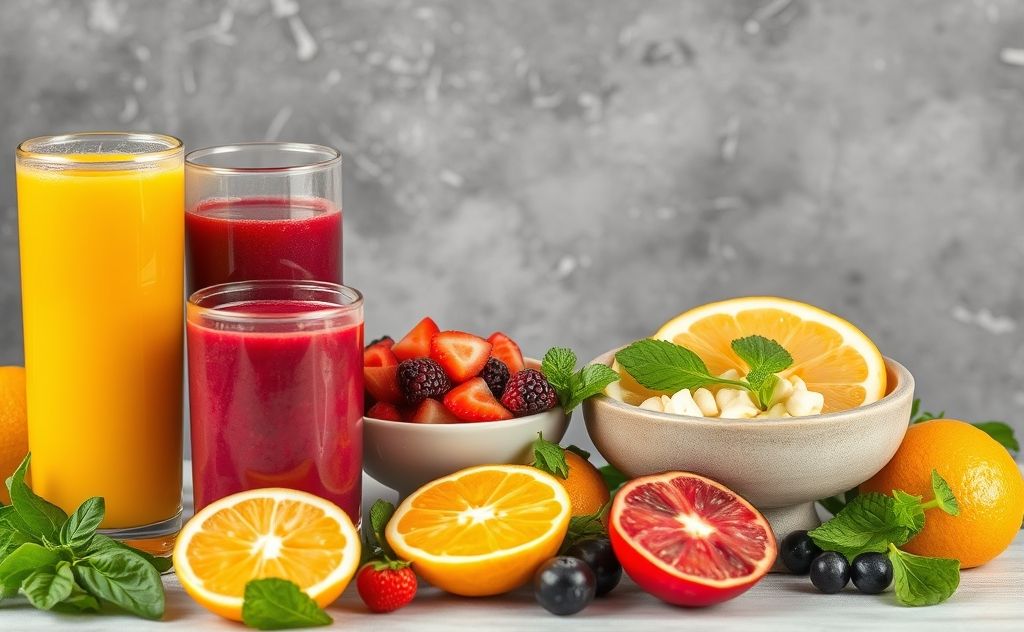 Fresh juices and bowls vibrant colors healthy options