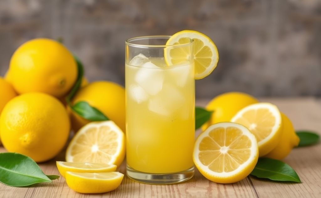 Fresh lemons transformed into convenient juice form