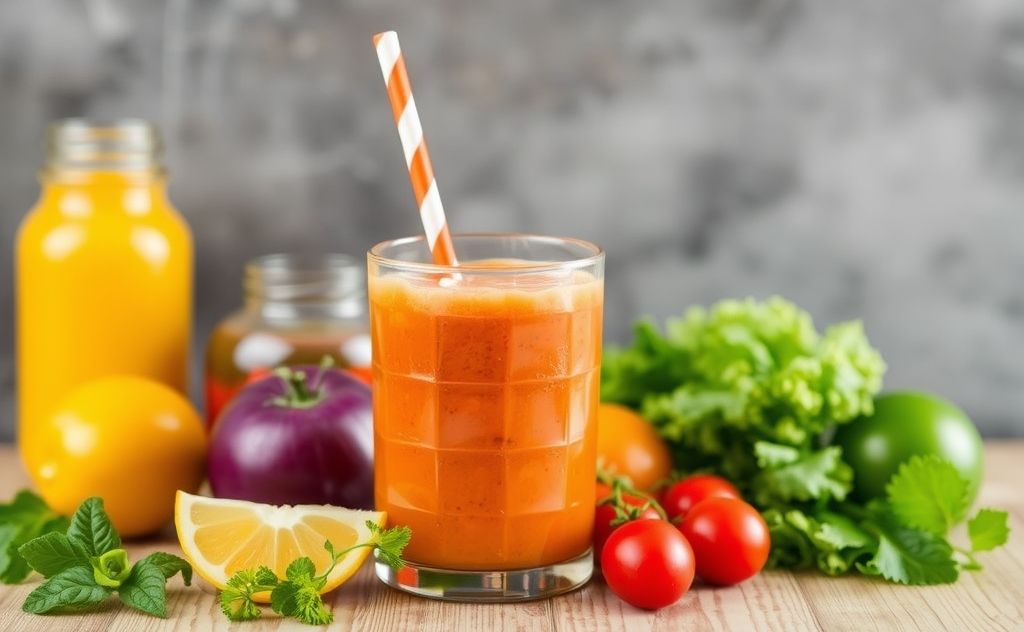 Fresh vegetable juice for a healthy morning boost