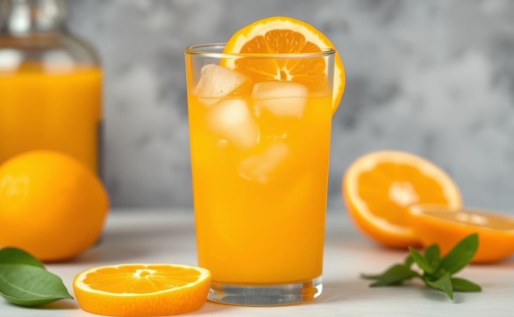 Freshly squeezed orange juice in a vibrant glass