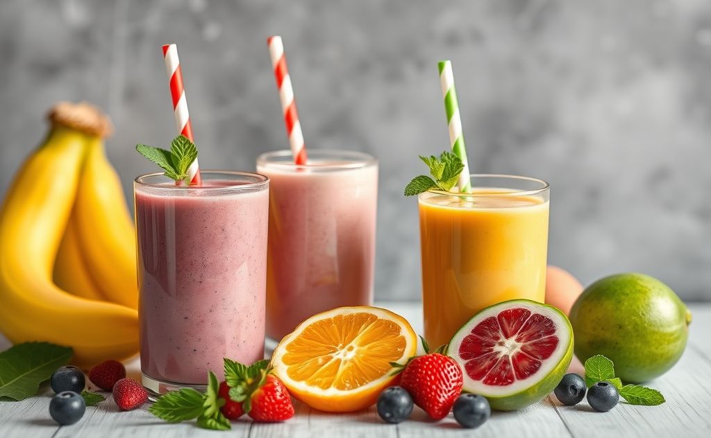 Fruit smoothies with a refreshing burst of energy
