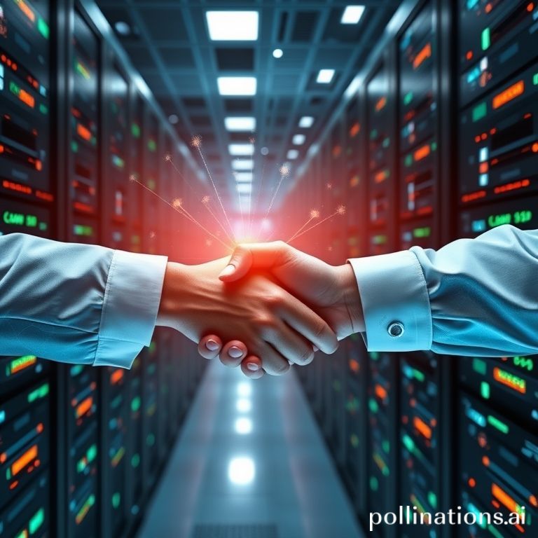 A conceptual image of a handshake over futuristic AI server racks, representing the $22.4 billion partnership between CoreWeave and OpenAI.