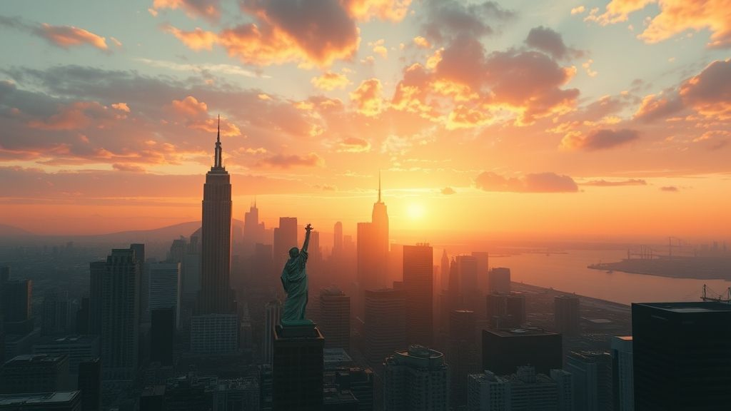 AI Image 4 – iCEnhancer ray-traced Liberty City sunrise, ultra-realistic