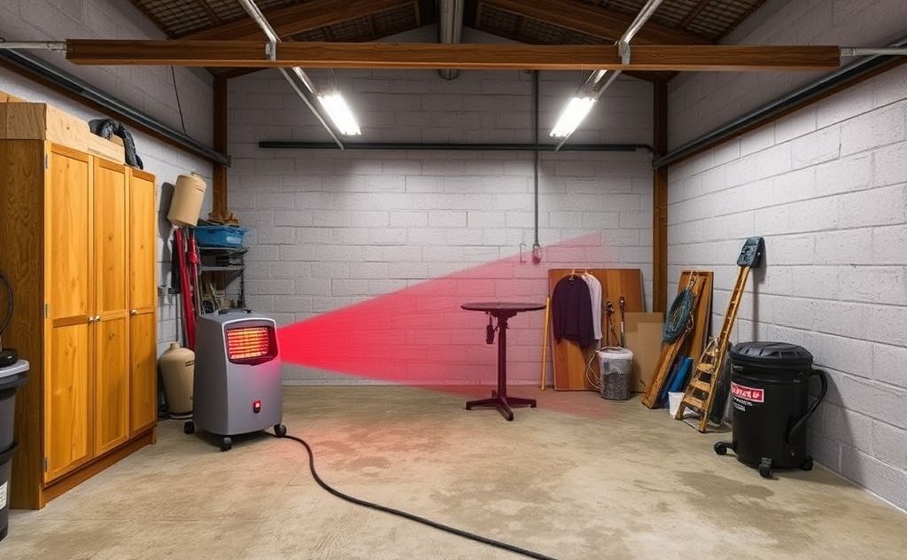 Garages workshops ideal for infrared portable heater