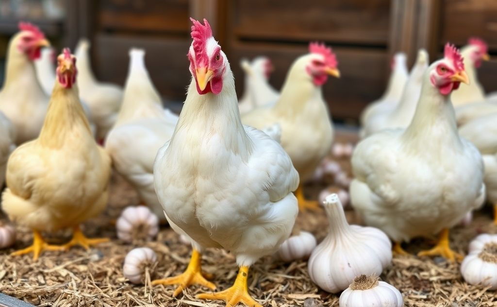Garlic feeding methods for healthy chickens