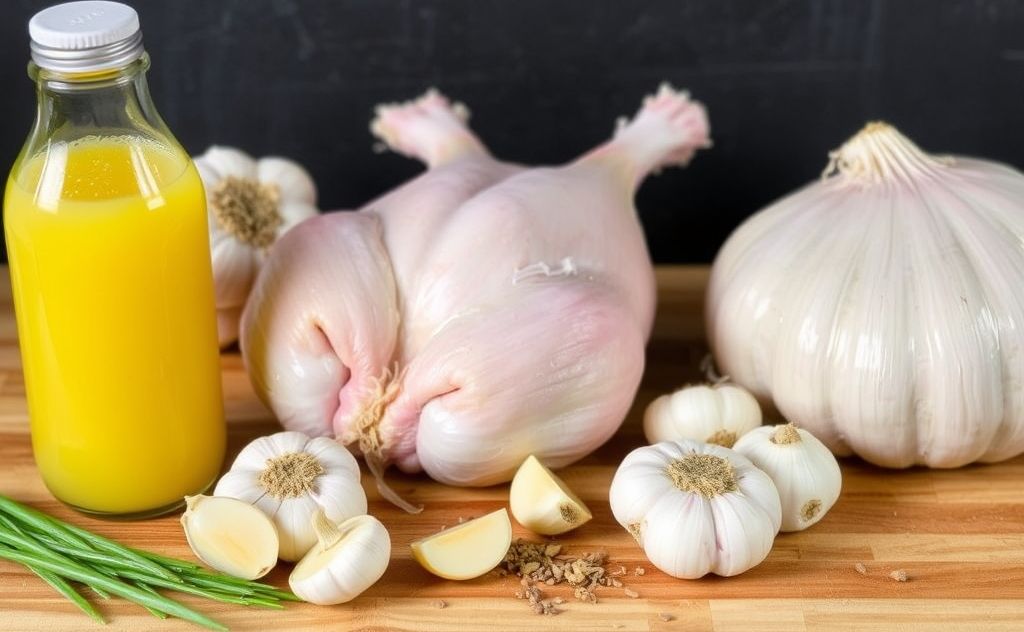 Garlic juice preparation for chickens