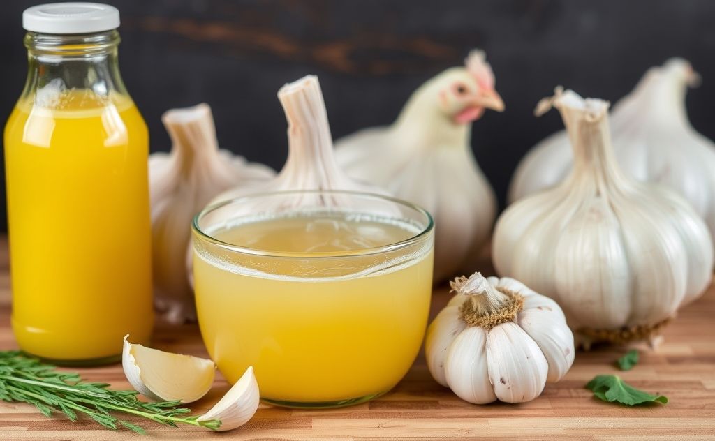 Garlic juice preparation for healthy chickens