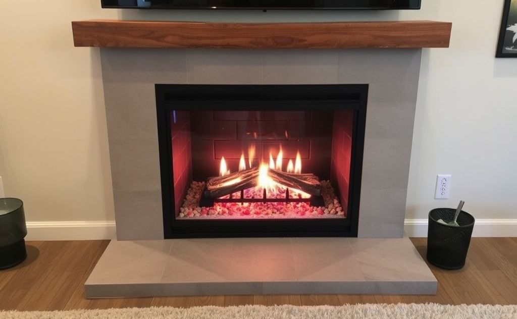 Gas fireplace transformed into electric option