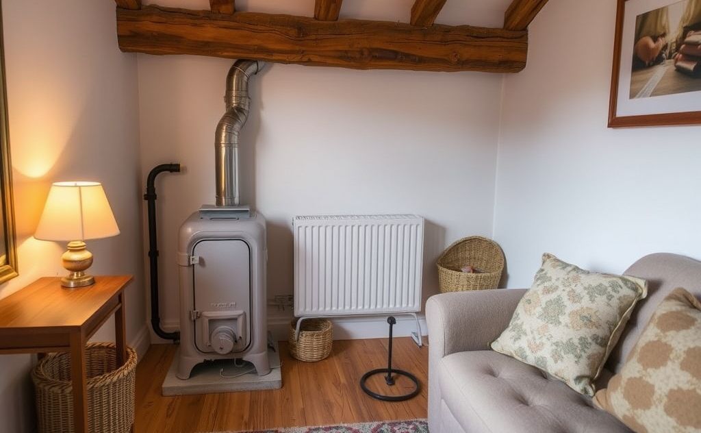 Gas heater installation in a cozy small room