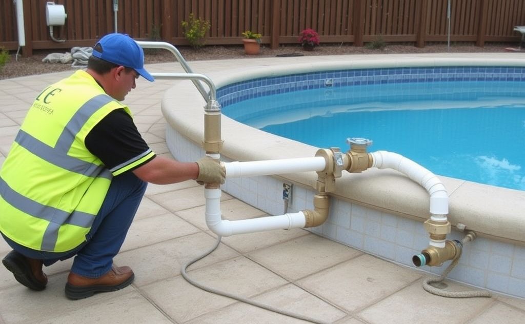 Gas line installation for pool heaters by professionals.