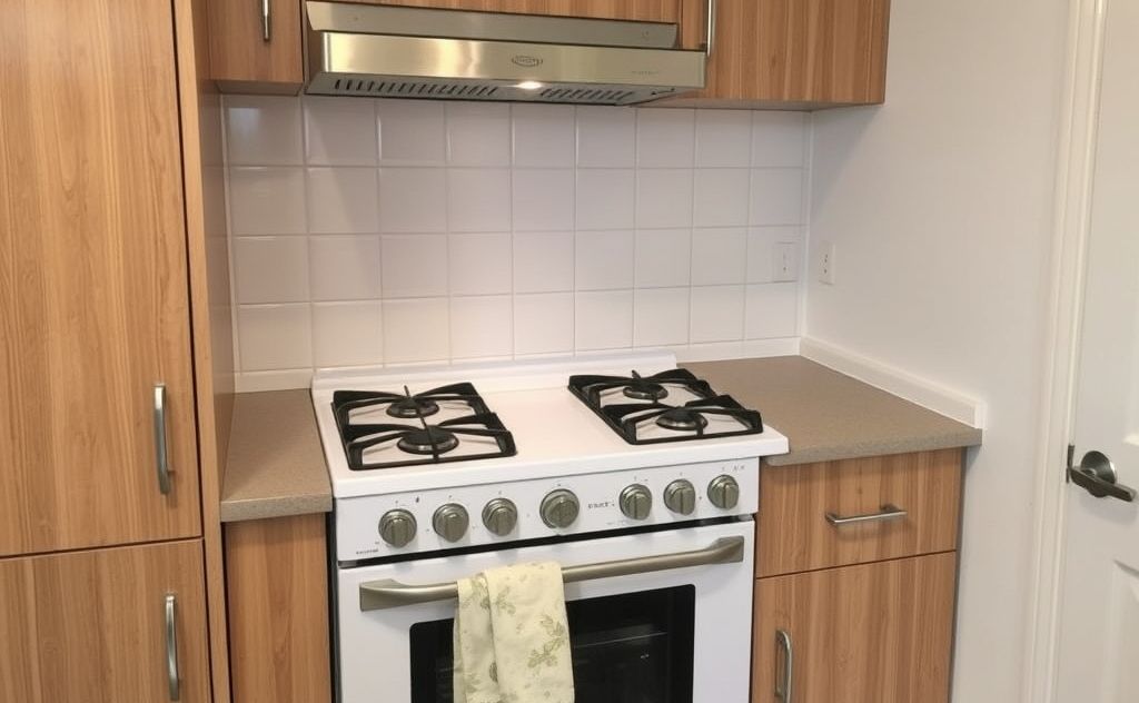 Gas stove installation in compact kitchen area
