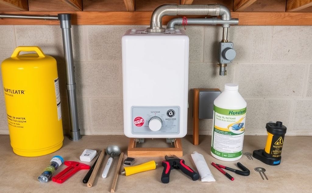 Gas wall heater installation tools and materials needed.