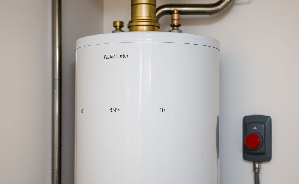 Gas water heater with flame and gas supply details