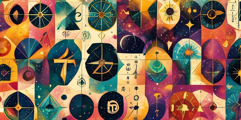 Göksel bir ortamda farklı numeroloji sayılarını temsil eden geometrik desenler