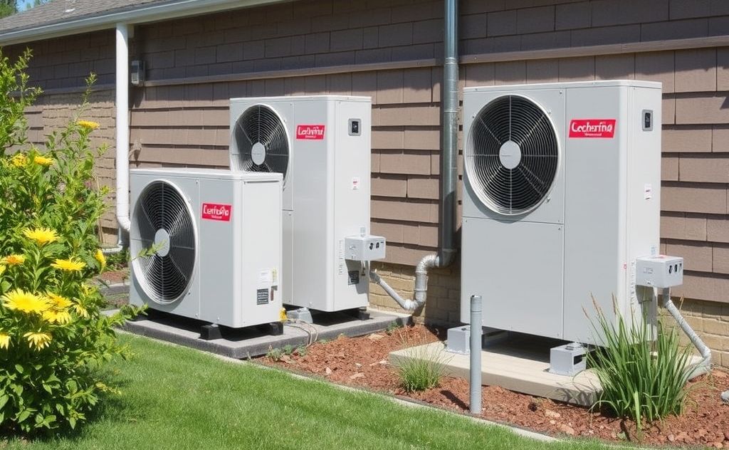 Geothermal heat pump systems in action outdoors
