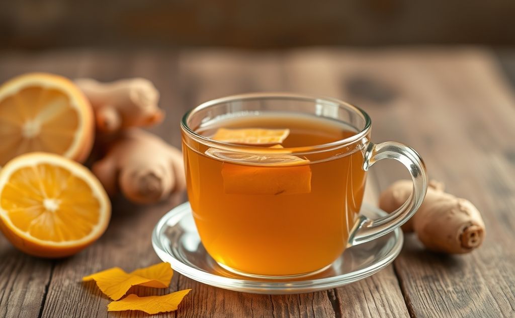 Ginger tea in warm earthy tones.