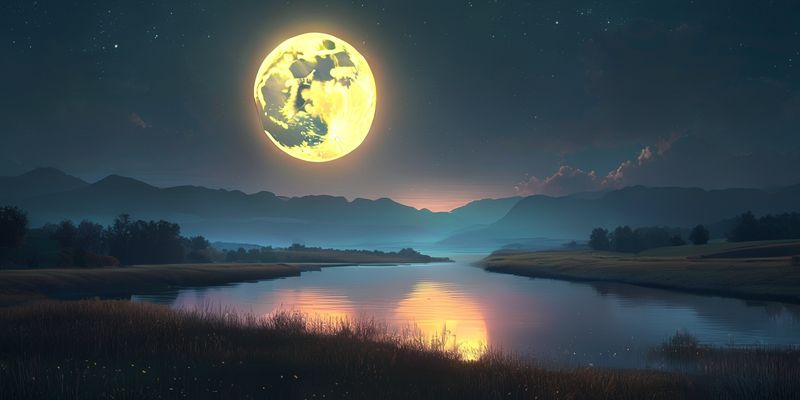 Glowing Full Moon over a serene landscape