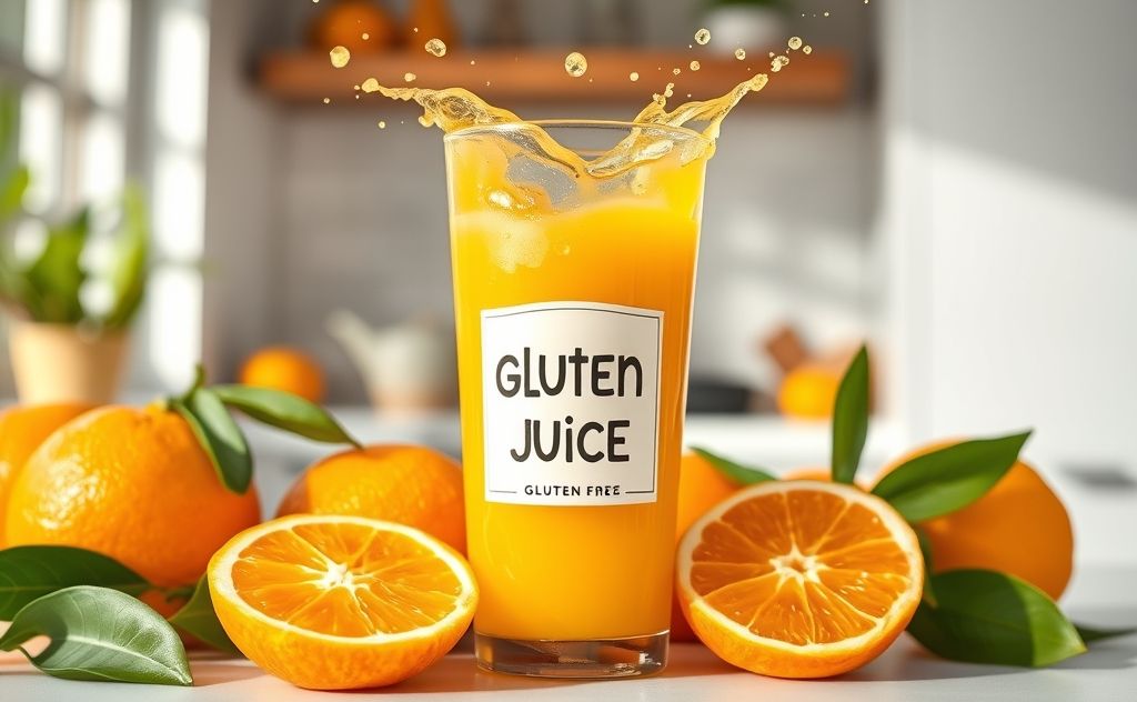 Gluten-free orange juice with fresh ingredients