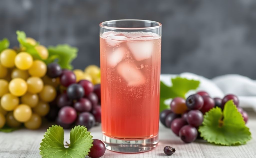 Gluten-free sparkling grape juice in a glass