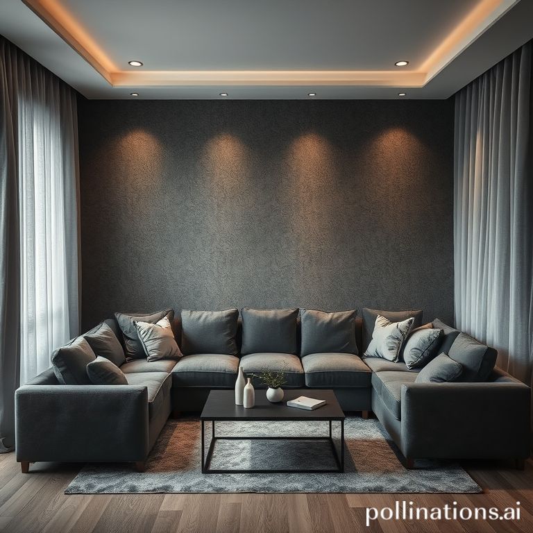 Gorden blackout abu depok ruang keluarga modern