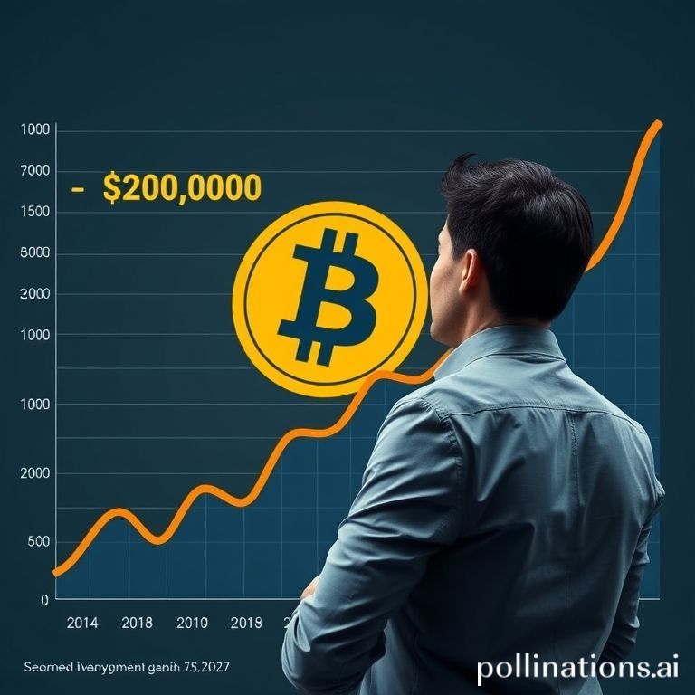 Grafik proyeksi harga Bitcoin oleh Timothy Peterson, menunjukkan potensi kenaikan ke $200.000 atau lebih tinggi pada tahun 2026.