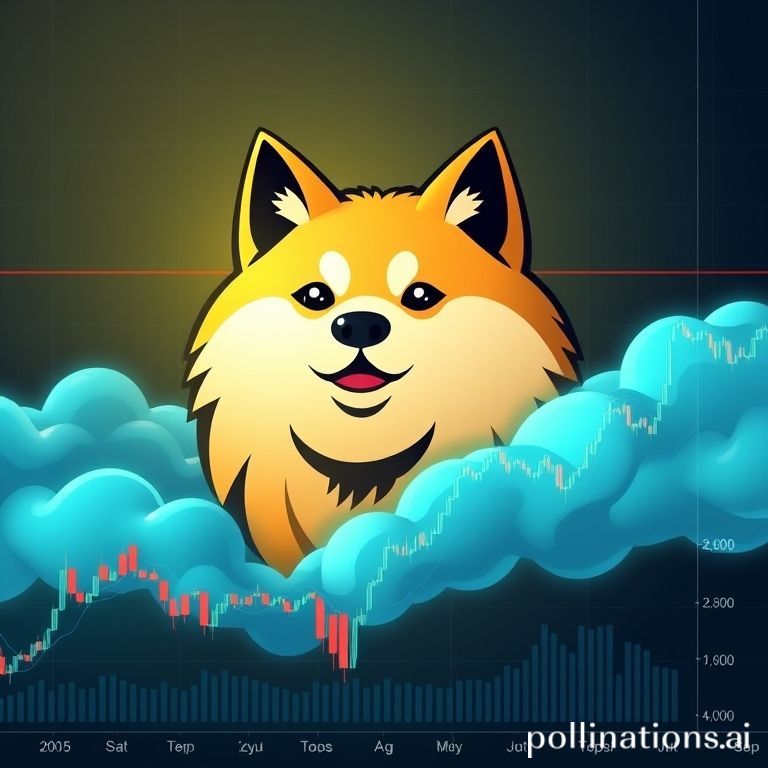Analisis grafik harga Dogecoin (DOGE) dengan garis tren, support, resistensi, dan volume, menunjukkan potensi kenaikan.