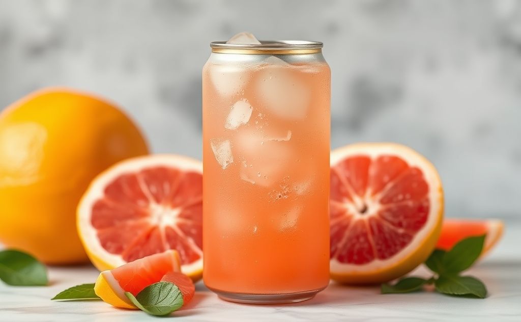 Grapefruit juice in a refreshing soda can