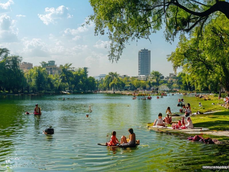 حديقة النهر الأخضر المركزية تعج بالزوار