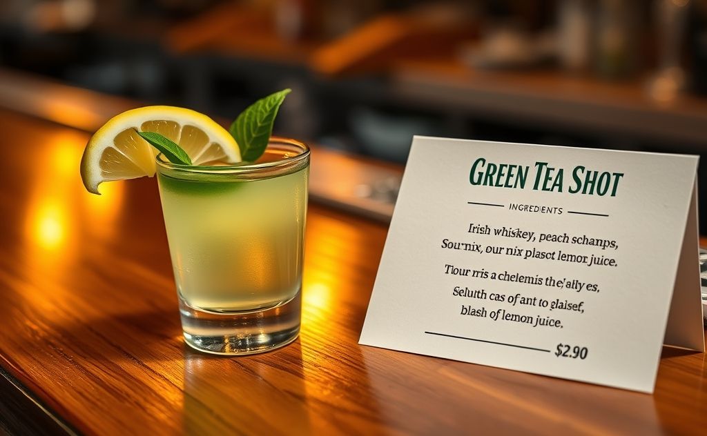 Green Tea Shot ingredients and price details