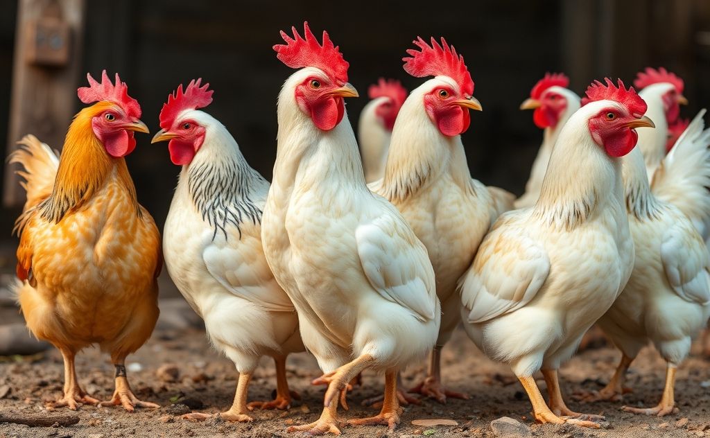 Group of chickens with hierarchy and dynamics
