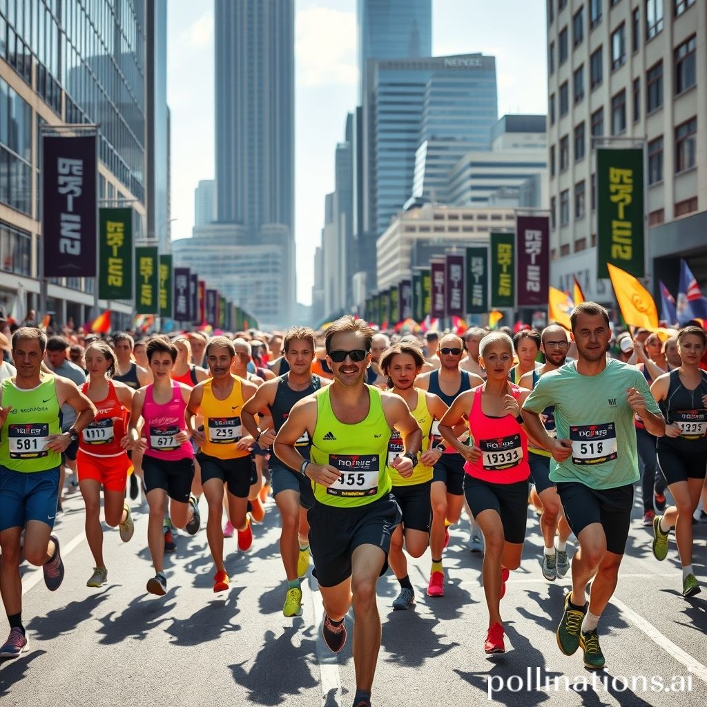 Group of people running marathon