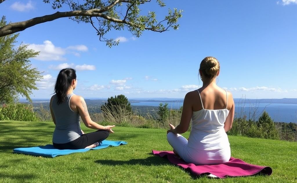Guide a peaceful meditation session outdoors