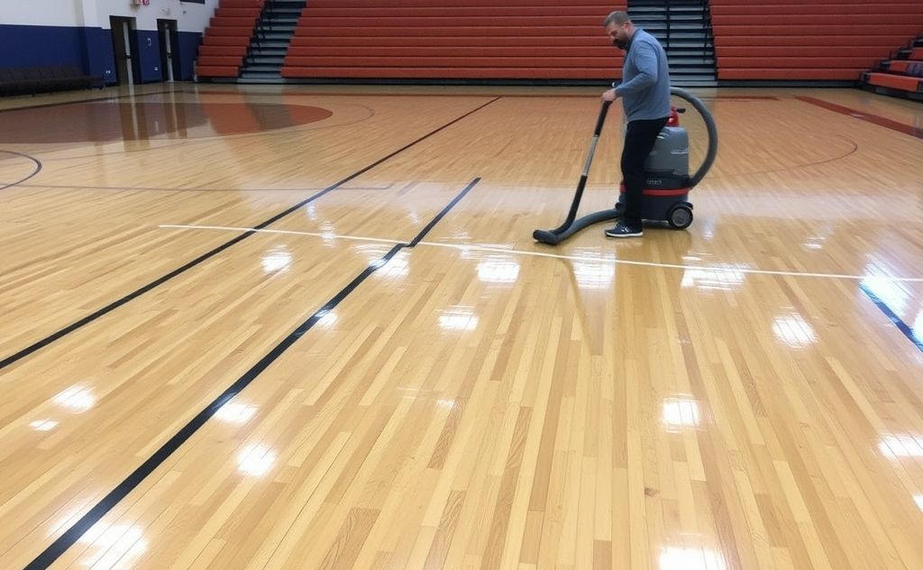 Gym floors should be clean before vacuuming.