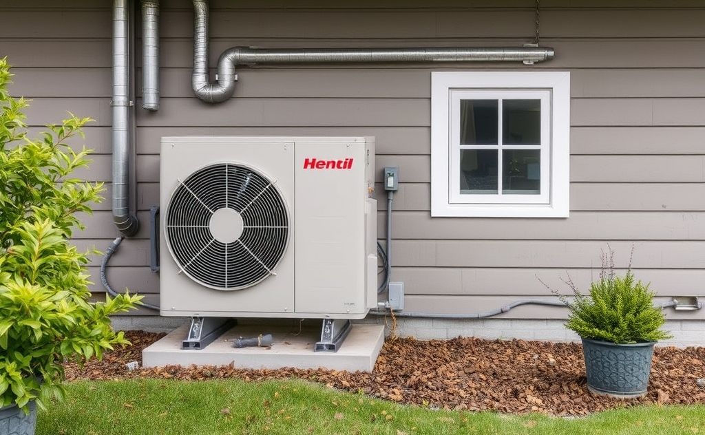 HVAC heat pump reducing noise in a quiet home