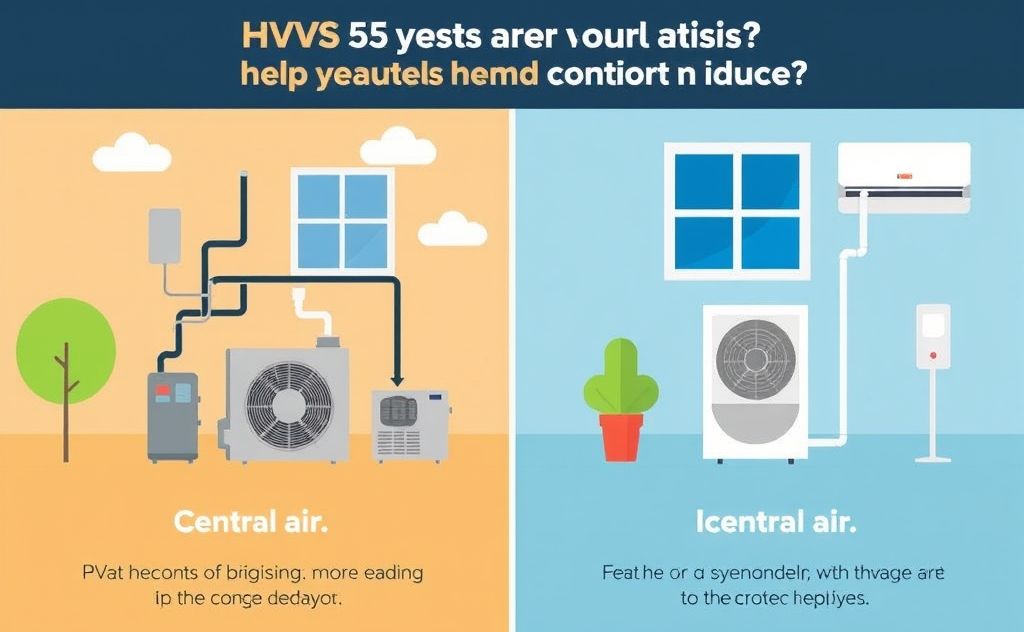 HVAC system and central air comparison infographic